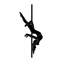 Pole dance woman silhouette. Female silhouette vector illustration.
