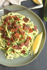 Bacon Zucchini Noodles with lemon