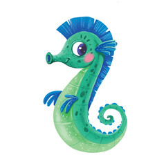 Cute seahorse cartoon, vector cartoon illustration, cartoon clipart