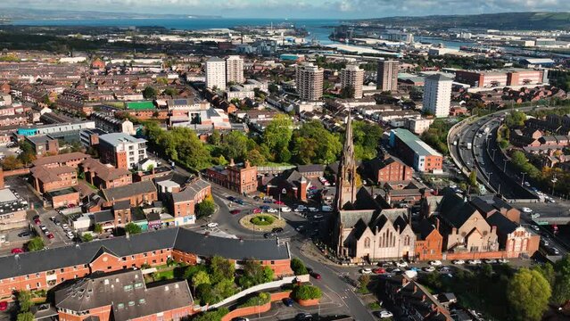 Aerial Video of Carlisle Memorial Church Belfast Orange Hall Belfast City Clifton street Northern Ireland 1