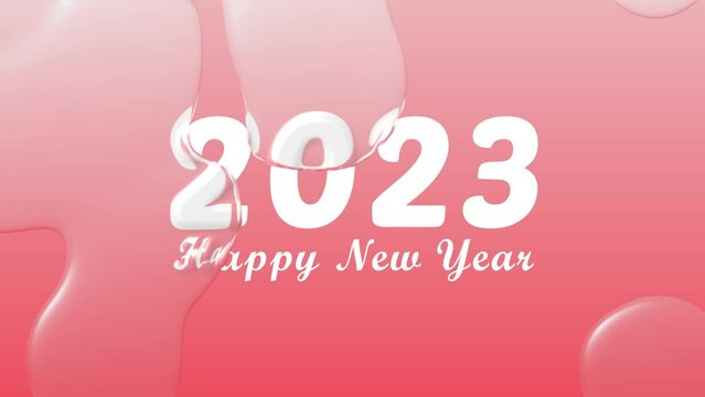 Happy new year 2023 and Merry christmas Typography Water text animation appear on black background. design, Welcome celebrate greeting card decorative and Holiday Wishes celebration festive theme