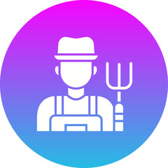 Farmer Gradient Circle Glyph Inverted Icon