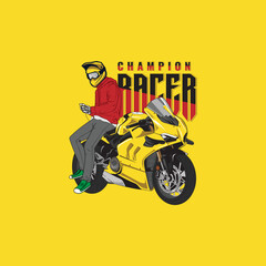 Motorcycle Racer Illustration Design Template