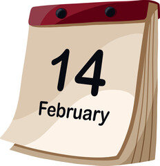Vector calendar with the date February 14