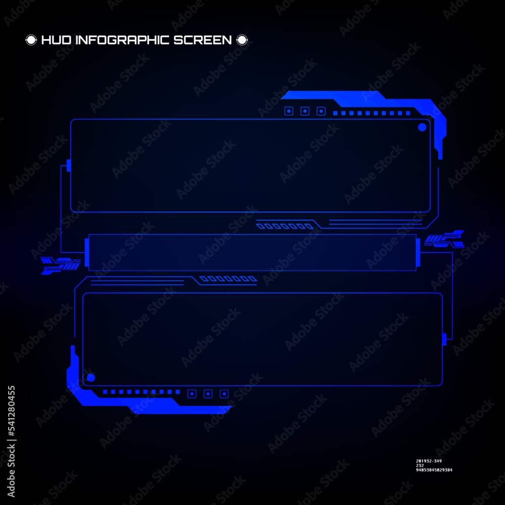 Poster HUD Futuristic Infographic Screen Frame Element. Abstract Virtual Control Panel Layout For Text Information, UI, Game Vector Template Design.