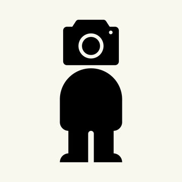 Human Camera Logo Design Concept With Human Body And Camera Symbol Vector Template