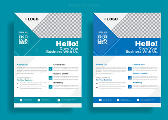 Corporate business flyer template with blue geometric shapes, Poster flyer pamphlet brochure cover design layout space for photo background, vector illustration template, Creative modern vector flier.