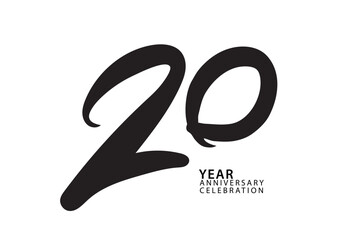 20 year anniversary celebration black color logotype vector, 20 number design, 20th Birthday invitation, logo number design vector illustration
