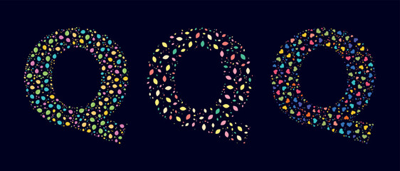 Pattern colors leaves letter Q