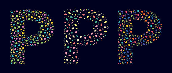 Pattern colors leaves letter P