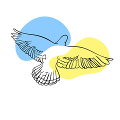 The concept of peace in Ukraine in the form of a dove and the colors of the national flag for print and design. Vector illustration.