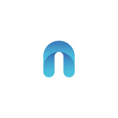 Letter N with Blue Gradient Logo Design