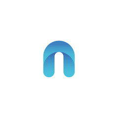 Letter N with Blue Gradient Logo Design