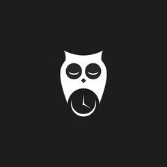 Sleepy Owl Logo with a Clock Logo