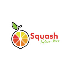 Squash Logo Design Concept for Business and Branding. Fresh Juice Drink Logo Template Vector. Lemon Logo Template