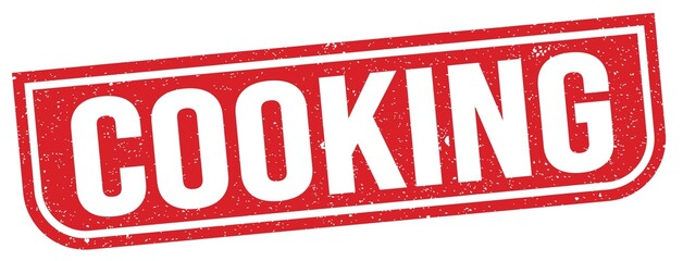 COOKING text written on red stamp sign.