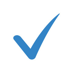 blue check mark icon. Vector illustration. Flat design for business financial marketing banking advertising web concept cartoon illustration. . Vector illustration