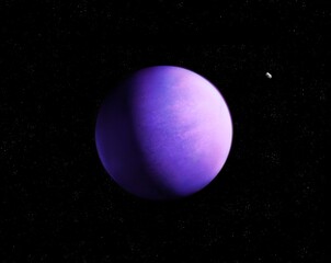 Obraz na płótnie Canvas Spectacular exoplanet, sci-fi wallpaper. Planet with atmosphere, perfect place for alien life. Distant planet in purple tones.