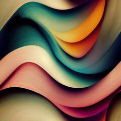 Abstract illustration Made of Multi Colored Oil Paint on Black Background, Vibrant 3D Oil Paint Textures, Twisted Liquid Water Color Paint Finishes in Creative Movement Design