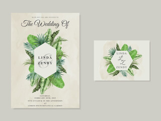 exotic floral tropical wedding invitation card