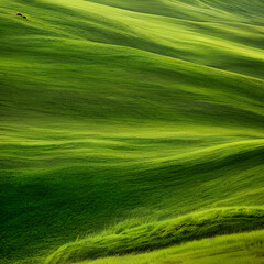 Rolling Green Hills and Grey Sky