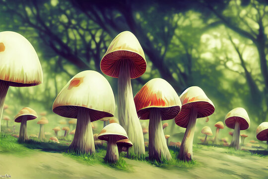 Pilze f&uuml;r eine Anime Landschaft mit Zeichentrickfiguren