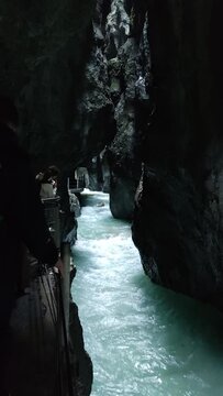 The Partnach Gorge is a beautiful natural wonder river in the cave located in Garmisch-Partenkirchen in Southern Germany