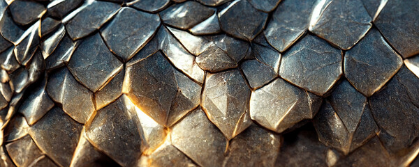 Close up of gold stone tile dragon scales background