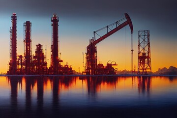 Obraz premium illustration of oil and gas production