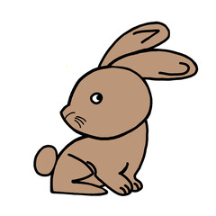 Small brown rabbit in drawing
