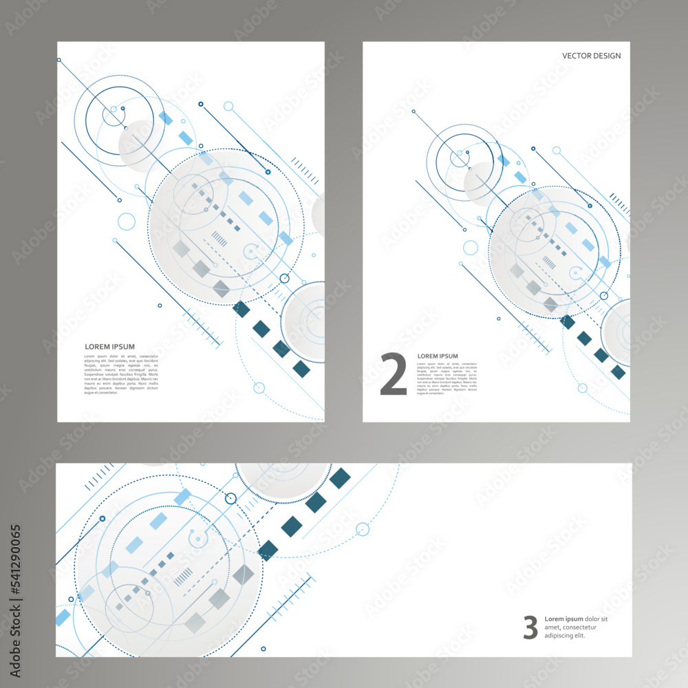 Aufkleber Abstract shapes pattern illustration. Circles and lines and squares digital technology background. Futuristic concept structure elements design