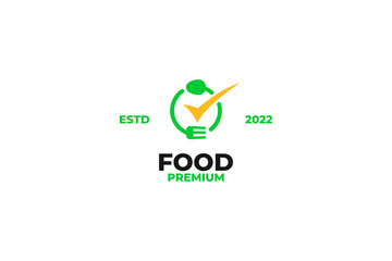 Flat food check logo design vector illustration
