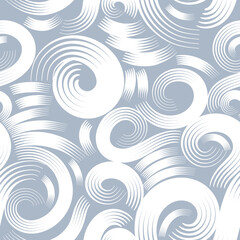 Fototapeta na wymiar Monochrome abstract seamless pattern with brush curve elements