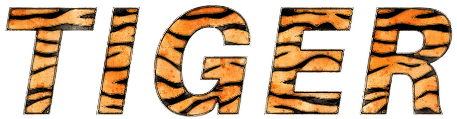 Tiger text in textured pattern