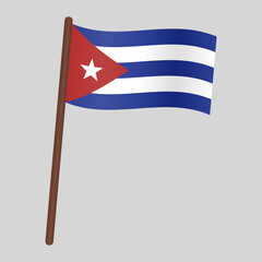 Fototapeta premium Flag of the country of Cuba. Flag on the flagpole. Vector illustration