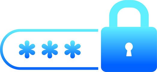 Password notification and lock icon, concept of security notice, personal access, user authorization note, login form icon, internet protection alert