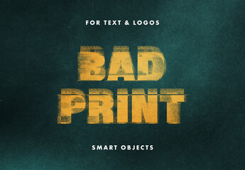 Bad Letterpress Print Text Effect Mockup