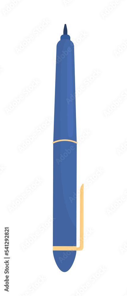 Poster ball pen semi flat color vector object. tool for school and office. editable element. full sized ite