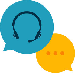 Online support service. Headphones with microphone and chat speech bubble. Customer consultation icon for ecommerce or elearning. Hotline secretary sign illustration