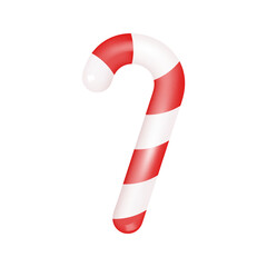 Candy Cane Isolated on White Background. Christmas Sweets. Vector 3d Illustration