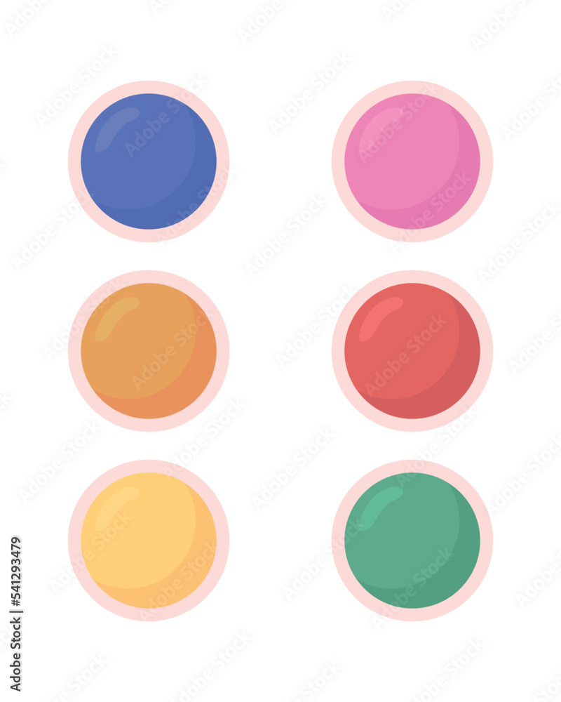 Poster paints semi flat color vector objects set. drawing supplies. editable elements. full sized items on 