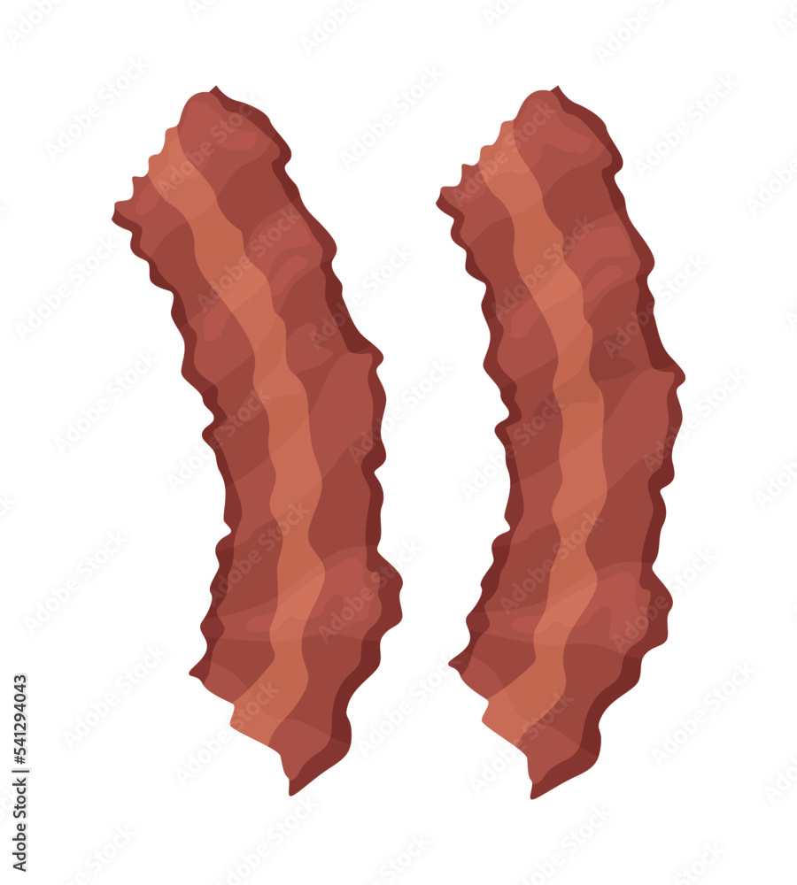 Poster bacon slices semi flat color vector objects set. fat food product. editable elements. full sized ite