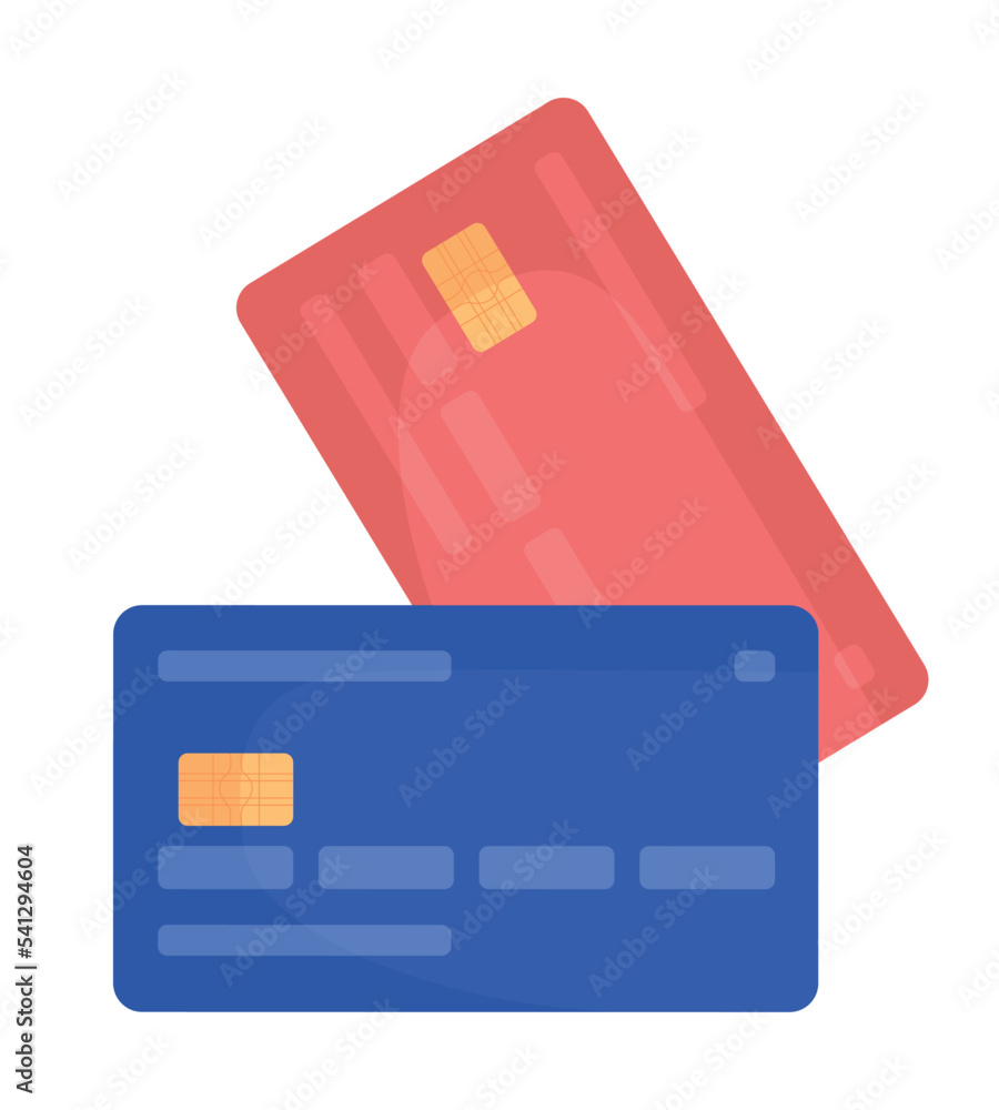 Poster credit cards semi flat color vector object. banking service. editable element. full sized item on wh