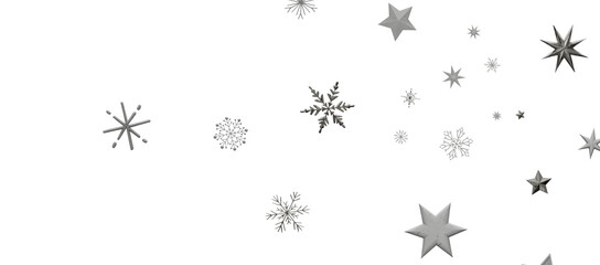 Christmas background design of snowflake and snow falling in the winter 3d illustration
