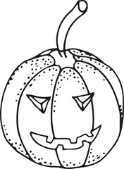 Black and white Halloween pumpkin. Doodle line art. coloring book.