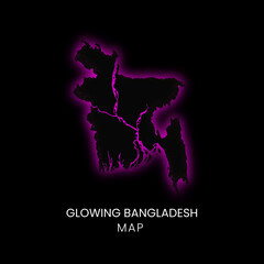 Glowing pink Bangladesh map on dark background