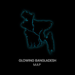 Glowing cyan Bangladesh map on dark background