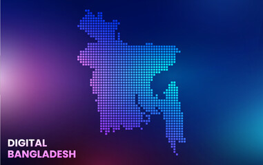 Fototapeta na wymiar Digital Bangladesh technology map with background