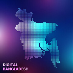 Fototapeta na wymiar Digital Bangladesh technology map with background
