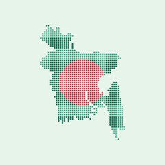 Bangladesh map silhouette with flag on white background